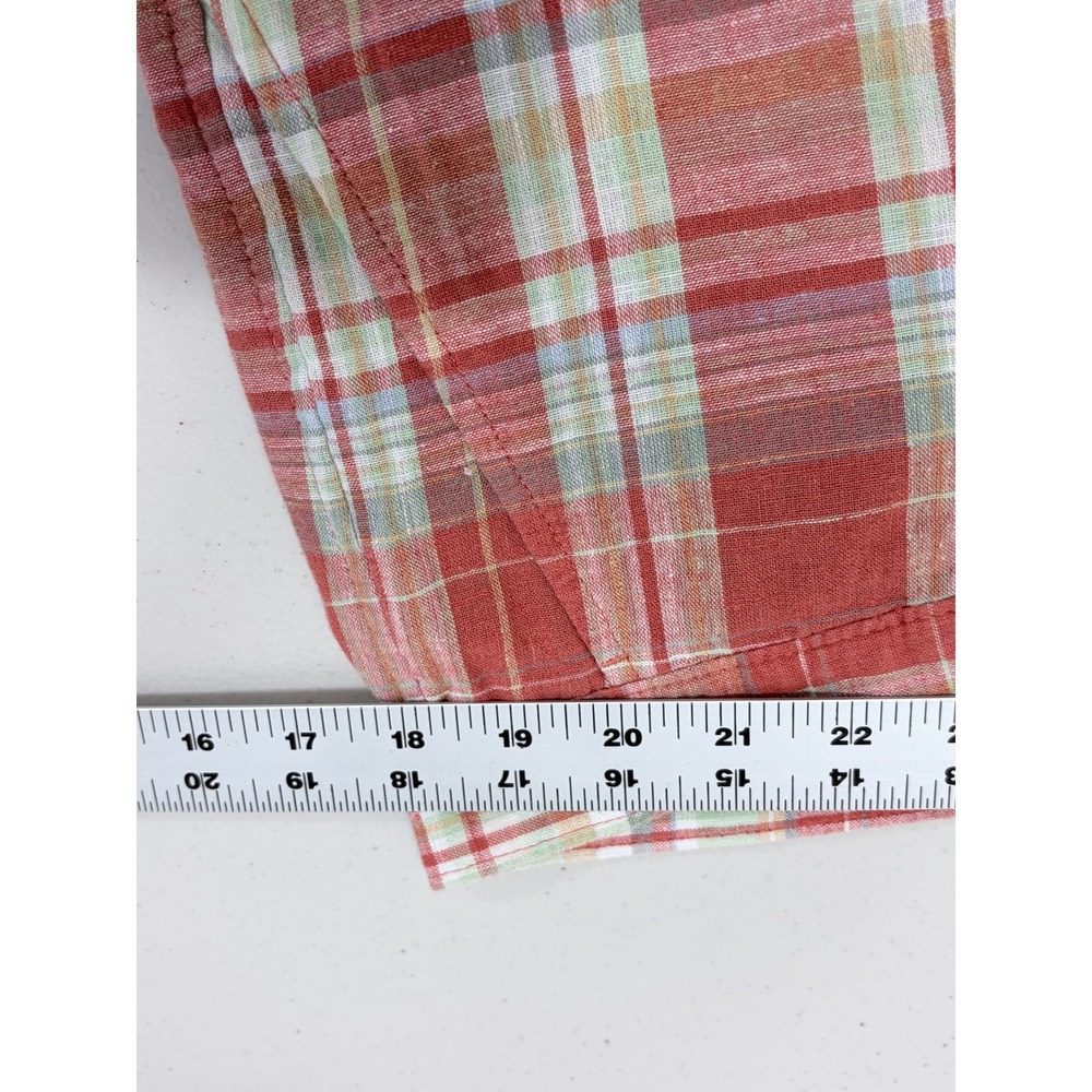 Lands' End Men's Madras Plaid Linen Cotton Chino Shorts Size 36 Anchor Logo - Picture 8 of 10
